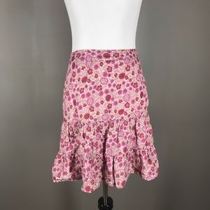 Vintage GAP Floral Pink & Rose Short Ruffle Skirt